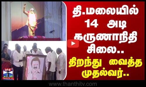 CM Stalin | karunanidhi statue | தி.மலையில் 14 அடி கருணாநிதி சிலை.. திறந்து வைத்த முதல்வர்..