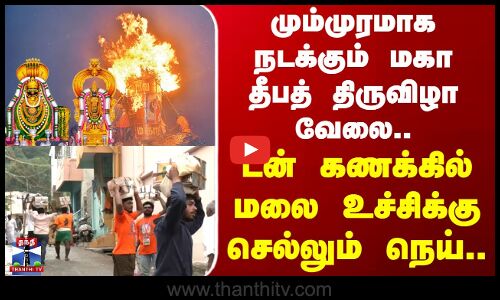 மும்முரமாக நடக்கும் மகா தீபத் திருவிழா வேலை.. டன் கணக்கில் செல்லும் நெய்..