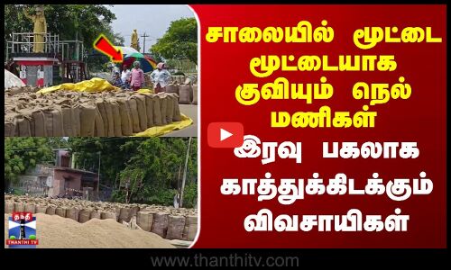 Thanjavur Issue | சாலையில் மூட்டை மூட்டையாக குவியும் நெல் மணிகள் | காத்துக்கிடக்கும் விவசாயிகள்