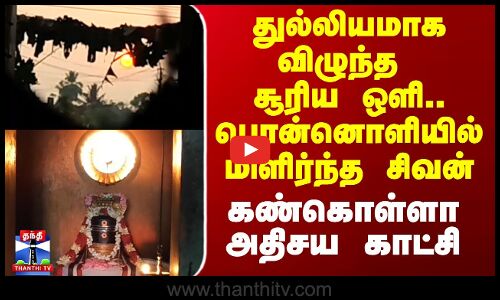 துல்லியமாக விழுந்த சூரிய ஒளி.. பொன்னொளியில் மிளிர்ந்த சிவன்