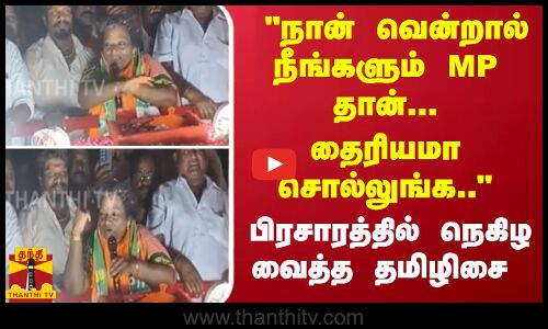 நான் வென்றால் நீங்களும் எம்.பி.தான்... தைரியமா சொல்லுங்க.. - பிரசாரத்தில் நெகிழ வைத்த தமிழிசை