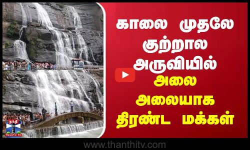 Courtallam | Tenkasi | காலை முதலே குற்றால அருவியில் அலை அலையாக  திரண்ட மக்கள்