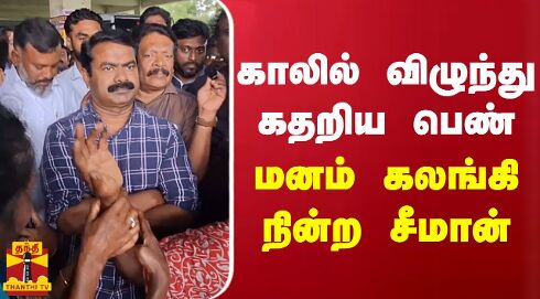 காலில் விழுந்து கதறிய பெண் - மனம் கலங்கி நின்ற சீமான்