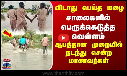 Viluppuram Rainfall | சாலைகளில் பெருக்கெடுத்த வெள்ளம்..ஆபத்தான முறையில் நடந்து சென்ற மாணவர்கள்