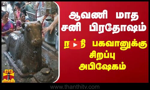 ஆவணி மாத சனி பிரதோஷம் - நந்தி பகவானுக்கு சிறப்பு அபிஷேகம்