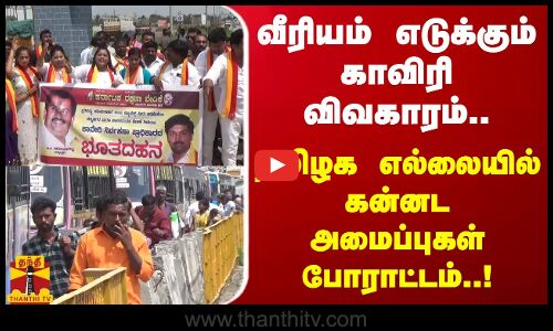 வீரியம் எடுக்கும் காவிரி விவகாரம்..தமிழக எல்லையில் கன்னட‌ அமைப்புகள் போராட்டம் | Karnataka