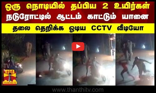 ஒரு நொடியில் தப்பிய 2 உயிர்கள்.. நடுரோட்டில் ஆட்டம் காட்டும் யானை.. தலை தெறிக்க ஓடிய CCTV வீடியோ