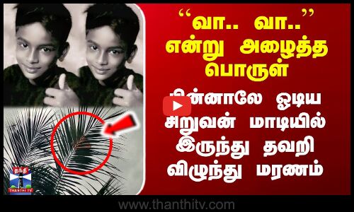 Chennai News | ``வா.. வா.. என்று அழைத்த பொருள் - சிறுவன் மாடியில் இருந்து விழுந்து மரணம்