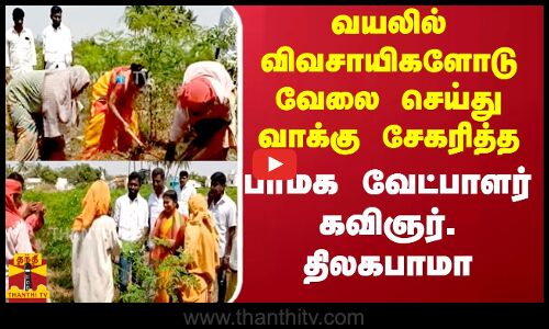 வயலில் விவசாயிகளோடு...வேலை செய்து வாக்கு சேகரித்த...பாமக வேட்பாளர் கவிஞர்.திலகபாமா