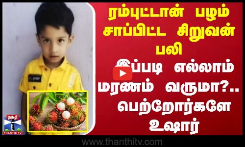 #JUSTIN || Rambutan பழம் சாப்பிட்ட சிறுவன் பலி - இப்படி எல்லாம் மரணம் வருமா?..  பெற்றோர்களே உஷார்