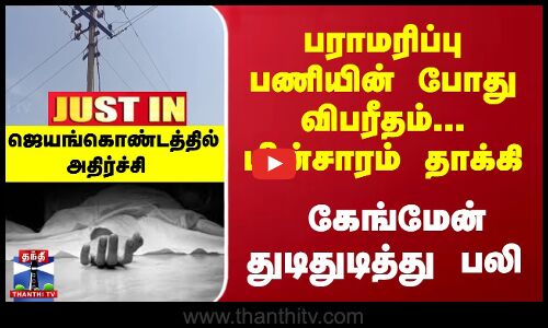 #JUSTIN : பராமரிப்பு பணியின் போது விபரீதம்... மின்சாரம் தாக்கி... கேங்மேன் துடிதுடித்து பலி