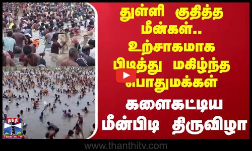 துள்ளி குதித்த மீன்கள்.. உற்சாகமாக பிடித்து மகிழ்ந்த பொதுமக்கள் - களைகட்டிய மீன்பிடி திருவிழா