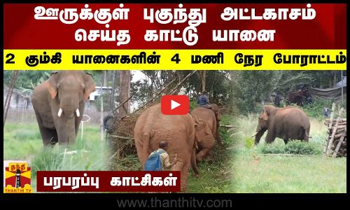 ஊருக்குள் புகுந்து அட்டகாசம் செய்த காட்டு யானை.. 2 கும்கி யானைகளின் 4 மணி நேர போராட்டம்