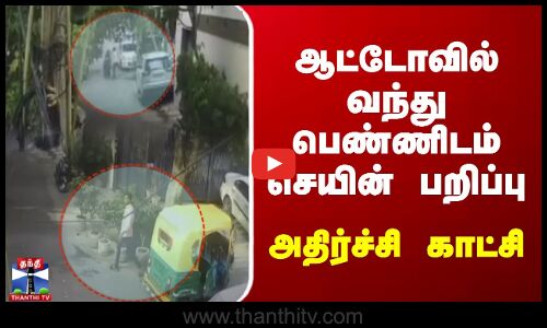 ஆட்டோவில் வந்து பெண்ணிடம் செயின் பறிப்பு - அதிர்ச்சி காட்சி
