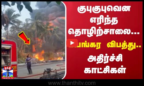 குபுகுபுவென எரிந்த தொழிற்சாலை... பயங்கர விபத்து.. அதிர்ச்சி காட்சிகள்