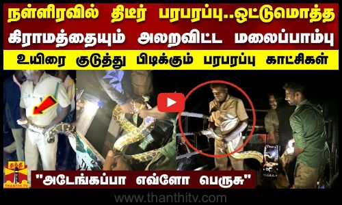 நள்ளிரவில் பரபரப்பு..ஒட்டுமொத்த கிராமத்தையும் அலறவிட்ட மலைப்பாம்பு..பரபரப்பு காட்சிகள் | Hosur