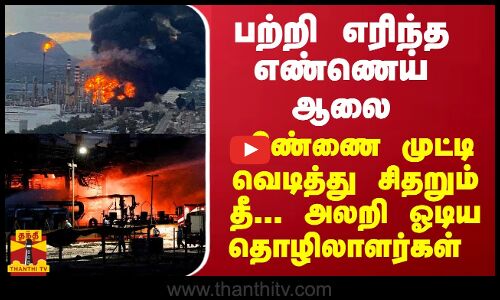 பற்றி எரிந்த எண்ணெய் ஆலை... விண்ணை முட்டி வெடித்து சிதறும் தீ - அலறி ஓடிய தொழிலாளர்கள்