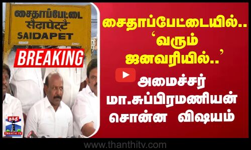 Saidapet | Ma. Subramanian | சைதாப்பேட்டை- தேனாம்பேட்டை மேம்பாலம் ஜனவரியில் திறப்பு - அமைச்சர்