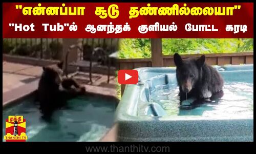 என்னப்பா சூடு தண்ணில்லையா  Hot Tubல் ஆனந்தக் குளியல் போட்ட கரடி