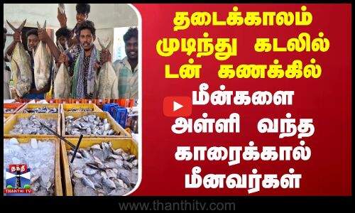 Karaikkal Fishermen | தடைக்காலம் முடிந்து டன் கணக்கில் மீன்களை அள்ளி வந்த காரைக்கால் மீனவர்கள்
