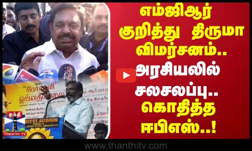 EPS | Thiruma | எம்ஜிஆர் குறித்து திருமா விமர்சனம்... அரசியலில் சலசலப்பு.. கொதித்த ஈபிஎஸ்