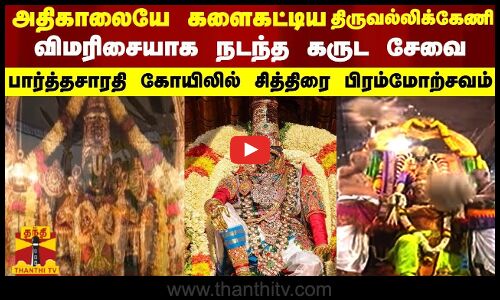அதிகாலையே களைகட்டிய திருவல்லிக்கேணி - விமரிசையாக நடந்த கருட சேவை -  பார்த்தசாரதி கோயிலில் சித்திரை