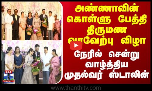 அண்ணாவின் கொள்ளு பேத்தி திருமண வரவேற்பு விழா - நேரில் சென்று வாழ்த்திய முதல்வர் ஸ்டாலின்