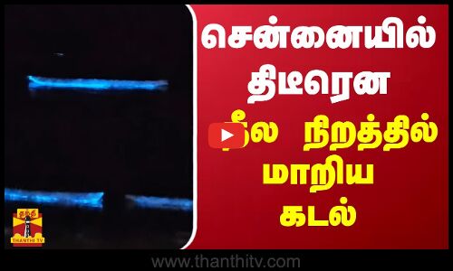 சென்னையில் திடீரென நீல நிறத்தில் மாறிய கடல்