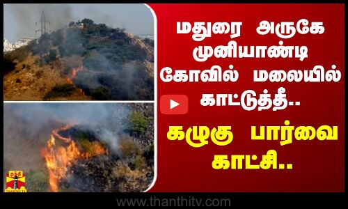 மதுரை அருகே முனியாண்டி கோவில் மலையில் காட்டுத்தீ.. - கழுகு பார்வை காட்சி..