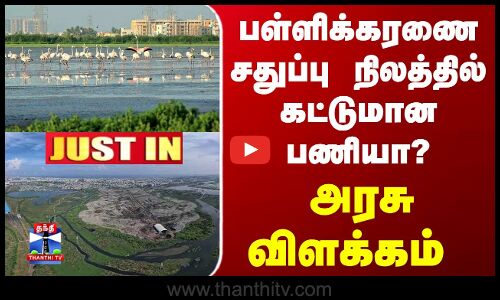 JustIn | Pallikaranam | பள்ளிக்கரணை சதுப்பு நிலத்தில் கட்டுமான பணியா? அரசு விளக்கம்