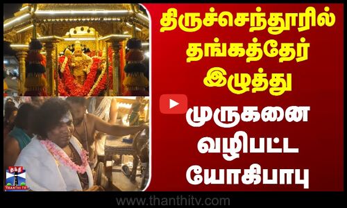 Thiruchendur | Yogi Babu | திருச்செந்தூரில் தங்கத்தேர் இழுத்து முருகனை வழிபட்ட யோகிபாபு
