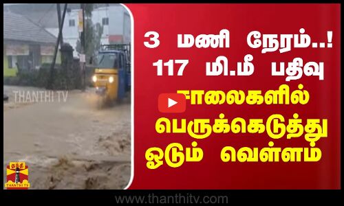 3 மணி நேரம்..! 117 மி.மீ பதிவு.. சாலைகளில் பெருக்கெடுத்து ஓடும் வெள்ளம்