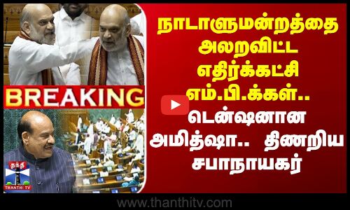 நாடாளுமன்றத்தை அலறவிட்ட எதிர்க்கட்சி எம்.பி.க்கள்..டென்ஷனான அமித்ஷா