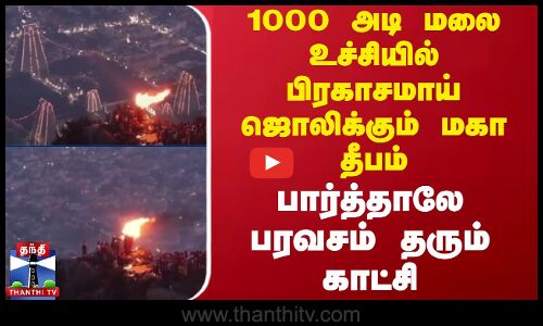 1000 அடி மலை உச்சியில் பிரகாசமாய் ஜொலிக்கும் மகா தீபம் - பார்த்தாலே பரவசம் தரும் காட்சி