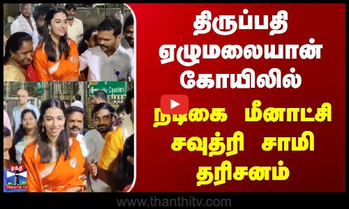 Meenakshi Chaudhary | Tirupati |  திருப்பதி ஏழுமலையான் கோயிலில் நடிகை மீனாட்சி சவுத்ரி சாமி தரிசனம்