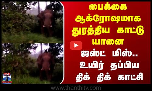 Kerala Elephant | பைக்கை ஆக்ரோஷமாக துரத்திய காட்டு யானை - ஜஸ்ட் மிஸ்.. உயிர் தப்பிய திக் திக் காட்சி