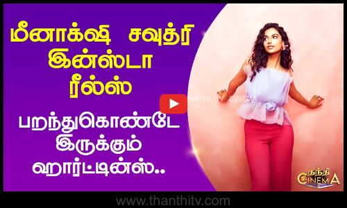 மீனாக்‌ஷி சவுத்ரி இன்ஸ்டா ரீல்ஸ் - பறந்துகொண்டே இருக்கும் ஹார்ட்டின்ஸ்..