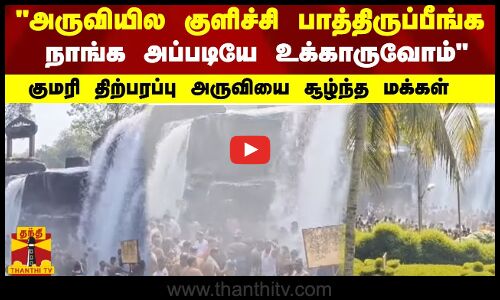 அருவியில குளிச்சி பாத்திருப்பீங்க நாங்க அப்படியே உக்காருவோம் |  திற்பரப்பு அருவியை சூழ்ந்த மக்கள்