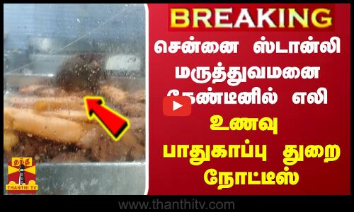 #BREAKING || சென்னை ஸ்டான்லி மருத்துவமனை கேண்டீனில் எலி - உணவு பாதுகாப்பு துறை நோட்டீஸ்