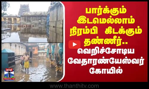 Nagai Rain | பார்க்கும் இடமெல்லாம் நிரம்பி கிடக்கும் தண்ணீர்.. வெறிச்சோடிய வேதாரண்யேஸ்வர் கோயில்.