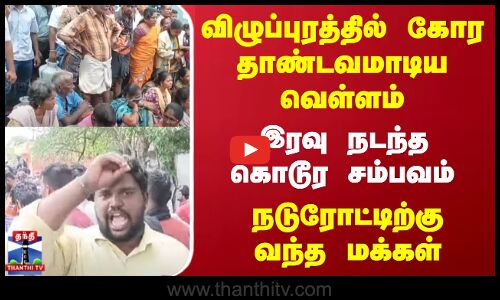 விழுப்புரத்தில் கோர தாண்டவமாடிய வெள்ளம்  இரவு நடந்த கொடூர சம்பவம் நடுரோட்டிற்கு வந்த மக்கள்