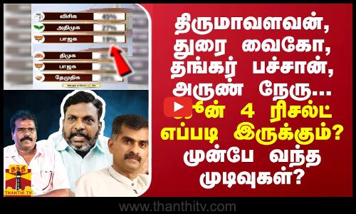 திருமாவளவன், துரை வைகோ, தங்கர் பச்சான் - ஜீன் 4 ரிசல்ட் எப்படி இருக்கும்? சர்வே முடிவுகள்?