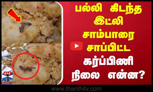 பல்லி கிடந்த இட்லி சாம்பாரை சாப்பிட்ட கர்ப்பிணி நிலை என்ன?