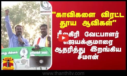 தூய ஆவிகளை ஆதரித்து காவிகளை விரட்ட வேண்டியது தானே? -வேட்பாளர் ஜெயக்குமாரை ஆதரித்து சீமான் பேச்சு