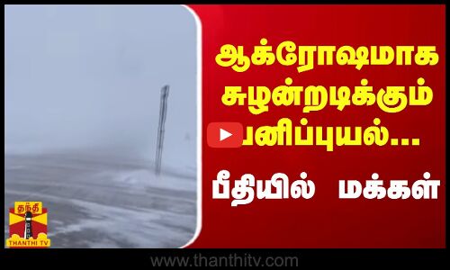 ஆக்ரோஷமாக சுழன்றடிக்கும் பனிப்புயல்...பீதியில் மக்கள்