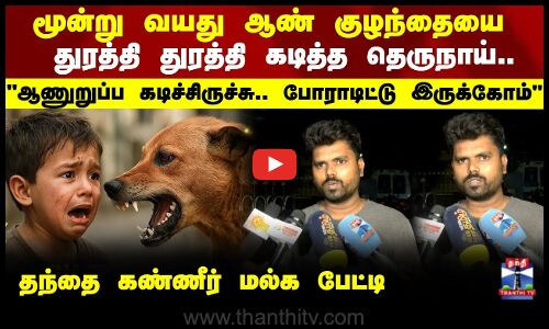 மூன்று வயது ஆண் குழந்தையை துரத்தி துரத்தி கடித்த தெருநாய்.. தந்தை கண்ணீர் மல்க பேட்டி