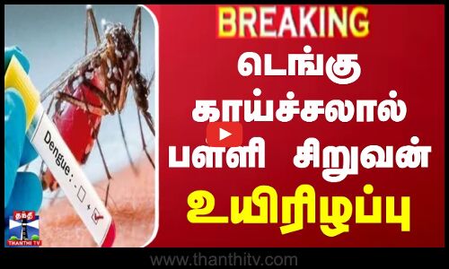 #BREAKING || டெங்கு காய்ச்சலால் பள்ளி சிறுவன் உயிரிழப்பு | Dengue Fever | Thanthi TV