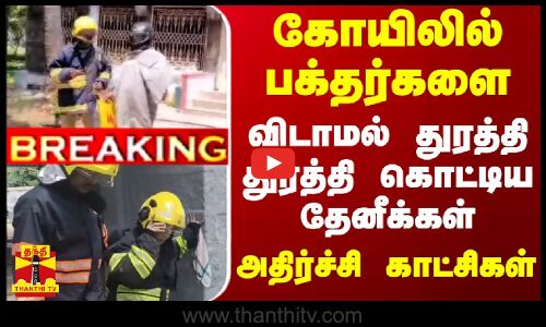 கோயிலில் பக்தர்களை விடாமல் துரத்தி துரத்தி கொட்டிய தேனீக்கள் - அதிர்ச்சி காட்சிகள்