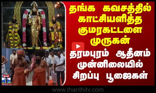 தங்க கவசத்தில் காட்சியளித்த குமரகட்டளை முருகன்