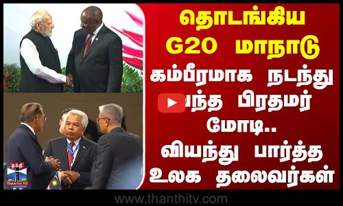 G20Summit | தொடங்கிய G20 மாநாடு - கம்பீரமாக நடந்து வந்த பிரதமர் மோடி.. வியந்து பார்த்த உலக தலைவர்கள்